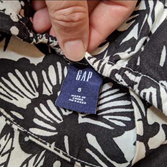 Gap Linen Strapless Dress Black & Off White Size 8 - Picture 4 of 4